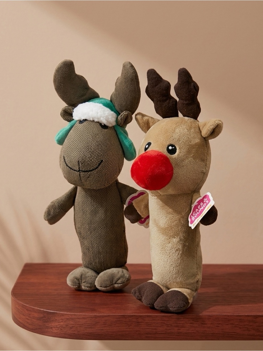 2 Leaps & Bounds Polar Pal Plush Moose Deer 12” Dog Toy